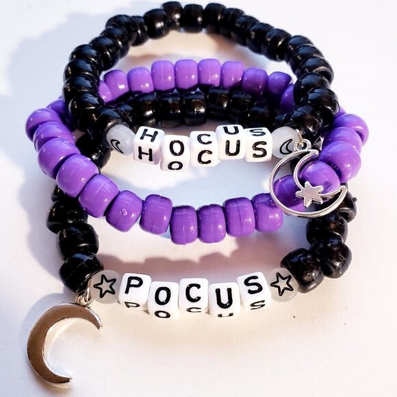 Handmade Halloween Hocus Pocus Glow in Dark Stacked Charm Kandi Bracelets - Picture 2 of 9